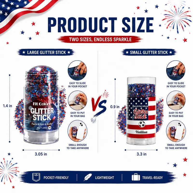 4th of July USA Glitter Stick