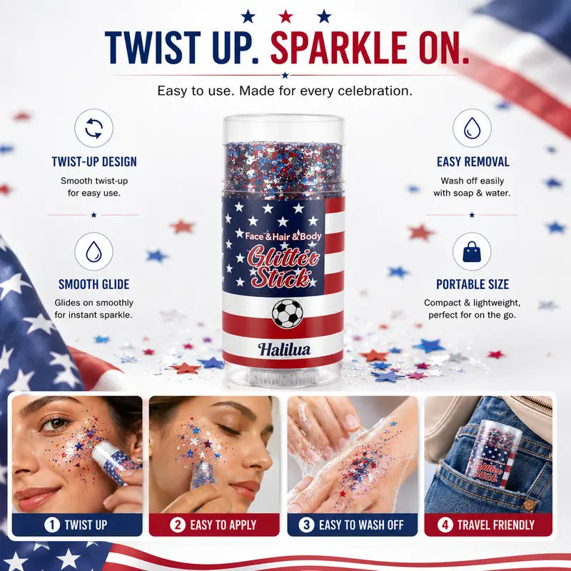 4th of July USA Glitter Stick